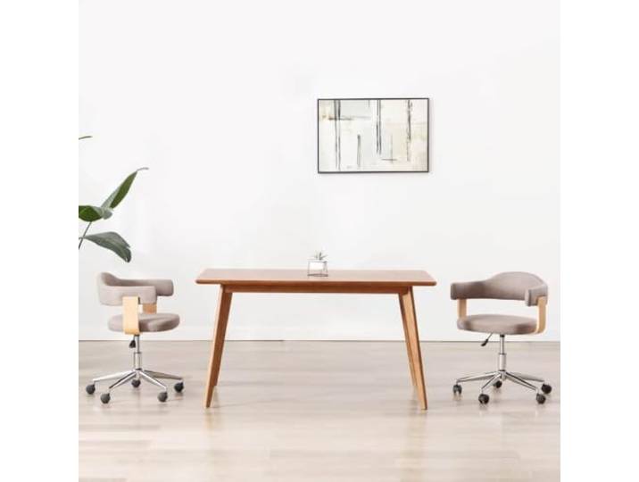 2 Stk. Drehbare Esszimmerstühle Taupe Bugholz Stoff mit Gasdruckfeder 360 Grad drehbar, höhenverstellbar, ergonomisch gepolstert, Stahlgestell, einfacher Zusammenbau