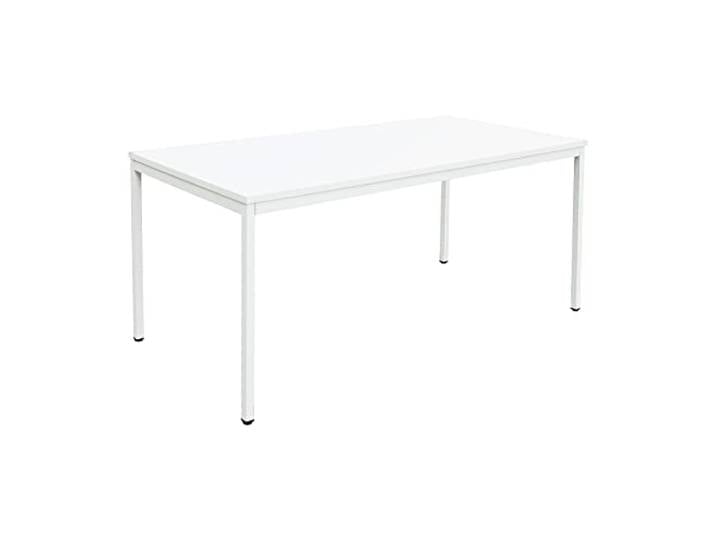 Schrank & Stuhl Schreibtisch – Bürotisch mit Holztischplatte und verstellbaren Füßen, einfache Montage und leicht zu reinigen, 160 x 80 cm, Weiß