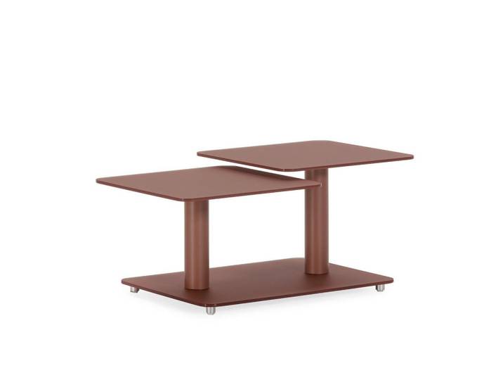 Calicosy Couchtisch mit quadratischen Glasplatten 54/42,8/114,6 cm, Terracotta, 54x42.8x114.6 cm, Wohnzimmer, Wohnzimmertische, Couchtische