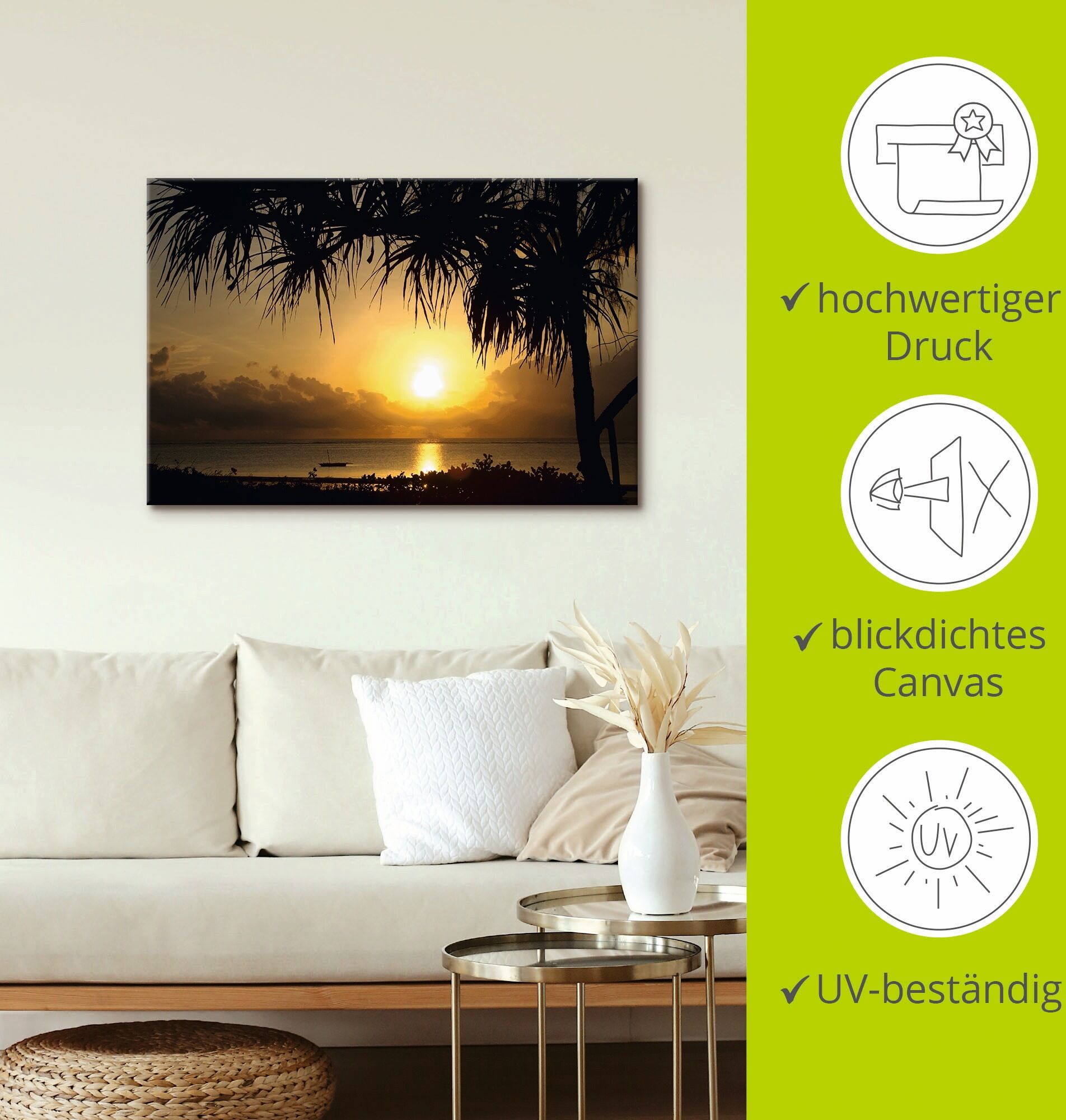Leinwandbild ARTLAND "Sonnenaufgang", orange (farbe bild(er): orange), B:90cm H:60cm, Bilder, Leinwandbild, auf Holzrahmen gespannt farbe bild(er): orange B/H/T: 90cm x 60cm, Leinwandbild Afrika Querformat, 1 Stk.