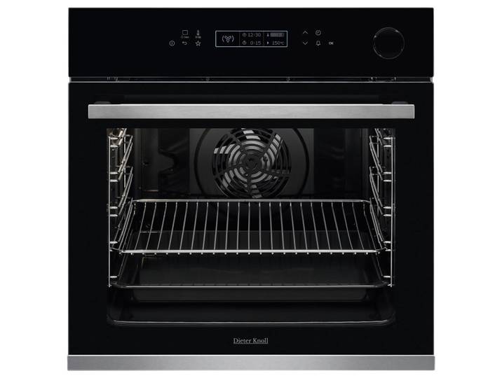 Dieter Knoll Einbaubackofen, Schwarz, Edelstahlfarben, Metall, Glas, A+, 59.4x59.4x56.8 cm, Elektronikuhr, Tür mit Soft-Close, Backofenbeleuchtung, Sensor-Touch-Bedienfeld, Küchen, Küchenelektrogeräte, Backöfen & Herde
