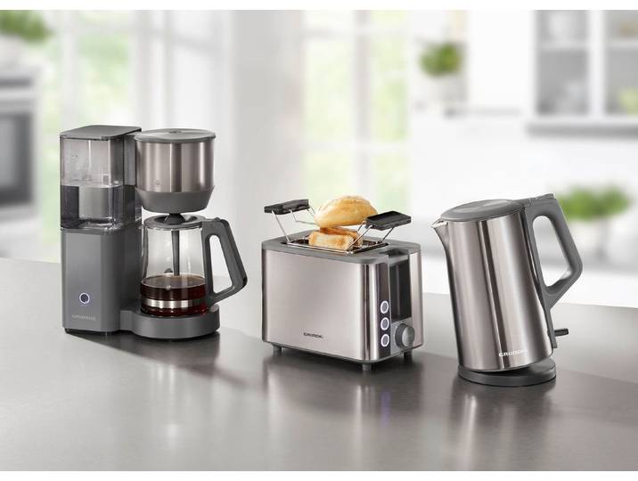 Grundig Frühstücksserie aus hochwertigem Edelstahl, Grau, Toaster