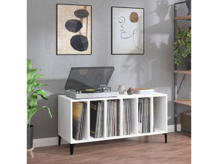 Armoire à Disques Armoire Latérale avec Rangement Meuble pour Tourne-Disque Buffet de Salon Moderne Maison Blanc 831981