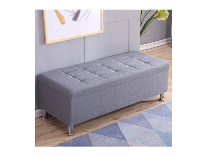 Zf9tBw5sH Bettbank Rechteckiger Sofahocker, Schuhputzhocker, Nachttischhocker, multifunktionale Aufbewahrung Sitzbank(Grigio,50 * 30 * 35cm)