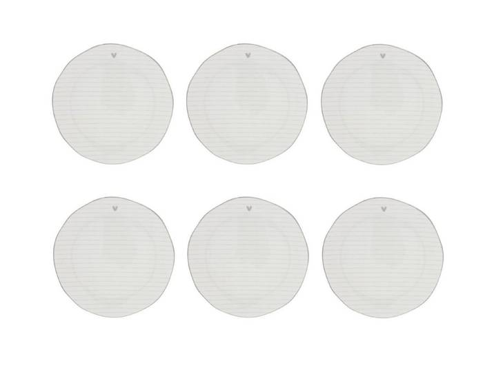 Bastion Collections Kuchenteller Graues Herz, Spülmaschinengeeignet, Weiß, graues Herz + Streifen, ⌀ 19cm, Weiß
