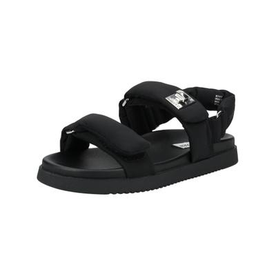 Riemchensandale STEVE MADDEN "STEVE MADDEN Sandalen Textil", Damen, Gr. 41, schwarz, Textil, Schuhe Riemchensandale