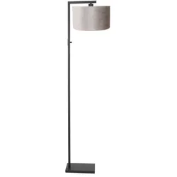 Steinhauer Stehleuchte STANG, Down, E27, mit Dreh-Dimmer + zylindrischem Schirm, schwarz matt, Velours silber STE-8220ZW