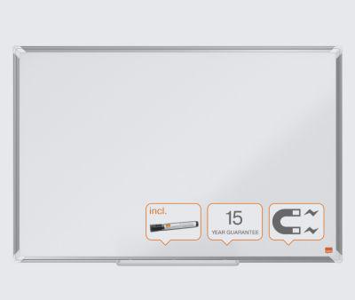 nobo Whiteboard Premium Plus, Stahl nanobeschichtet, magnethaftend, B 1200 x H 900 mm, inkl. abnehmbarer Stiftablage und 1 Boardmarker
