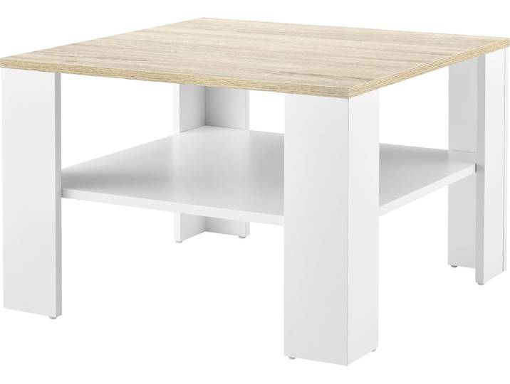 Table basse blanc/imitation chêne Table d'appoint Table de salon Table basse Meubles [en.casa]