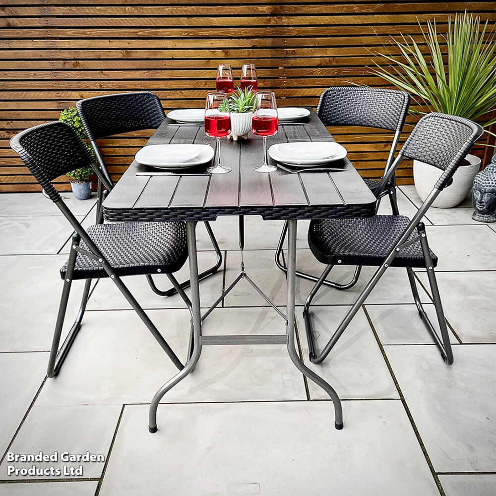 Garden Gear 4 - Person Patio Dining Set with Rectangular Table Black 4