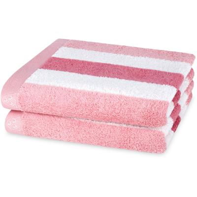 Handtücher ROSS "Doubleface, Streifen/Uni", rosa (altrosa), B:50cm L:100cm, Frottier, Baumwolle, Handtücher, aus feinster Baumwolle