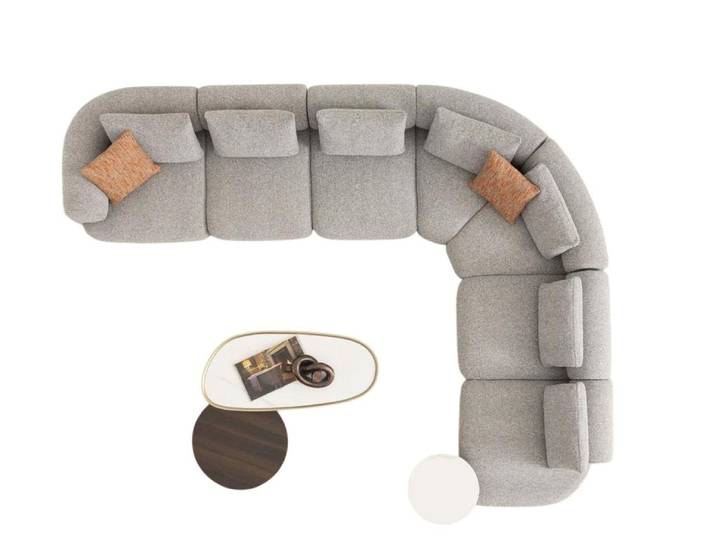 JVmoebel Ecksofa Graues Wohnzimmer-Set aus Textil und Holz mit elegantem Design, 6 Teile, Made in Europe