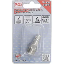 BGS Druckluft-Stecknippel 10 mm (3/8") Außengewinde - 3222-4
