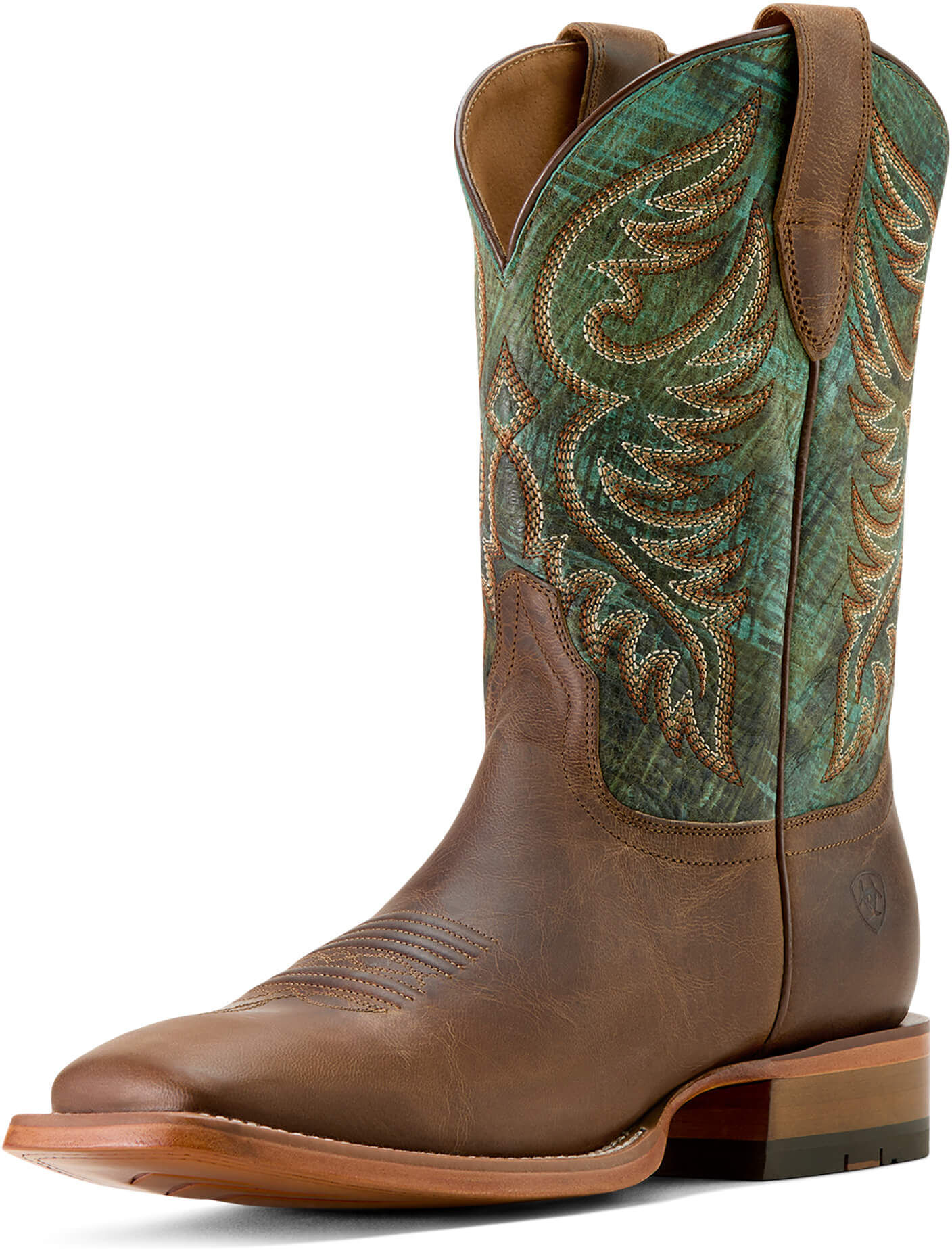 Men's Wiley Wide Square Toe Cowboy Boots in Totally Tan Roaring Turquoise by Ariat