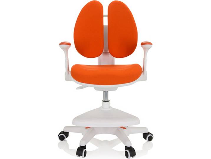 Kinder bureaustoel KID WING groeit mee met het kind Stof oranje hjh OFFICE