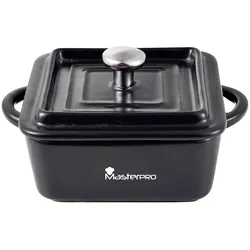 Masterpro - Quadratische Mini-Auflaufform mit Deckel 13,5 x 10,6 x 4,5 cm, für Backofen und Mikrowelle geeignet