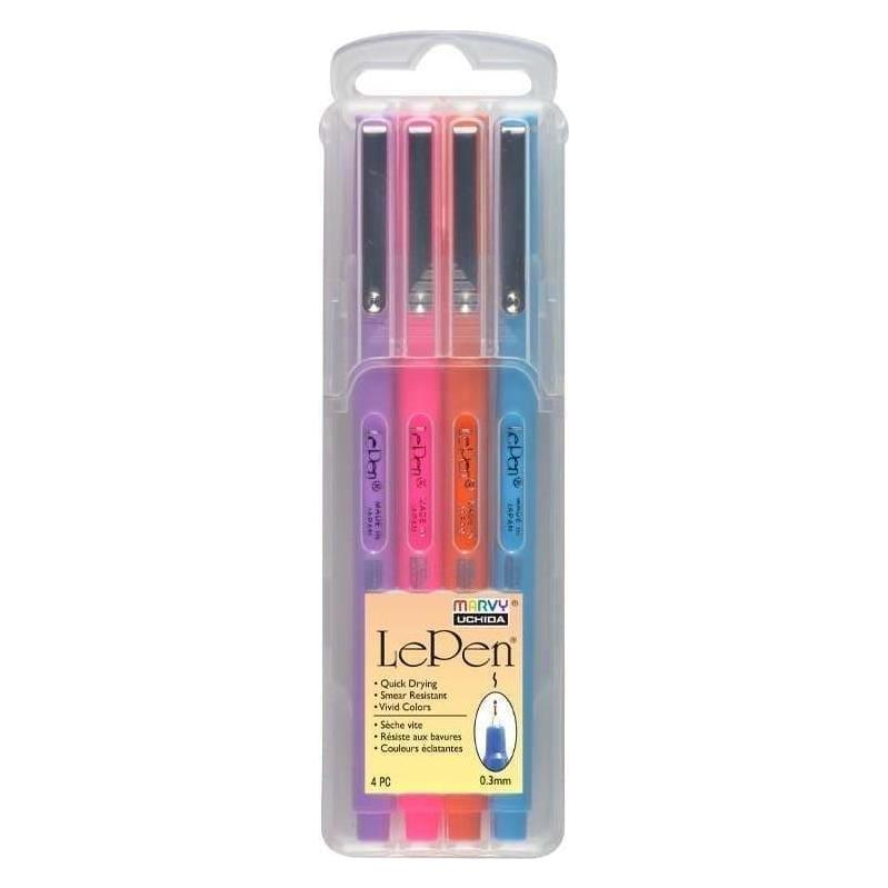 Uchida MARVY stylische Stifte mit dünner Spitze Le Pen Brillant, 4 Farben (4x) (33311632)