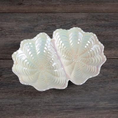 Elby Gifts "Ceramic Double Seashell Serving Platter 7.75"""