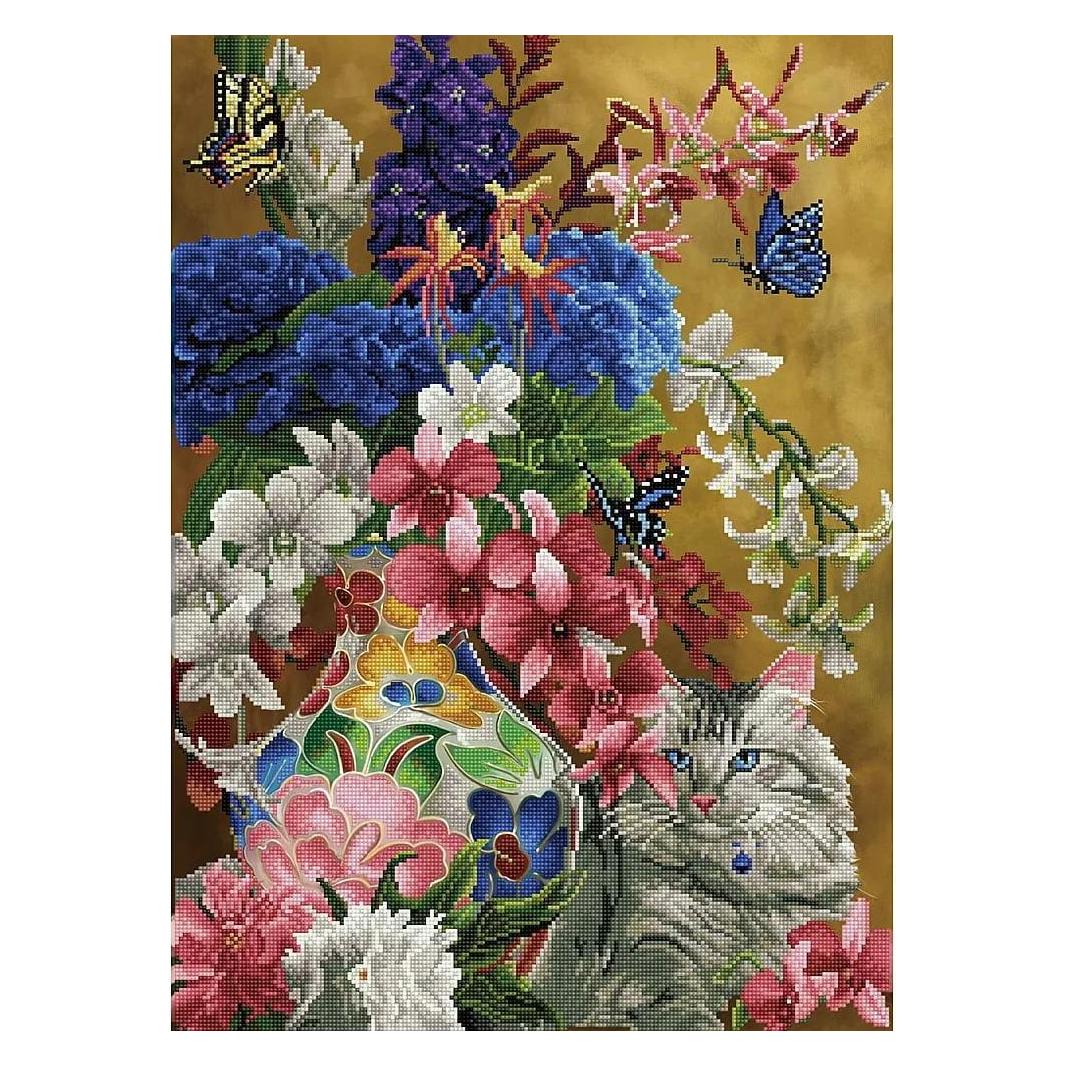 Diamond Dotz Diamond Painting Katze & Blumen (DD13.030)