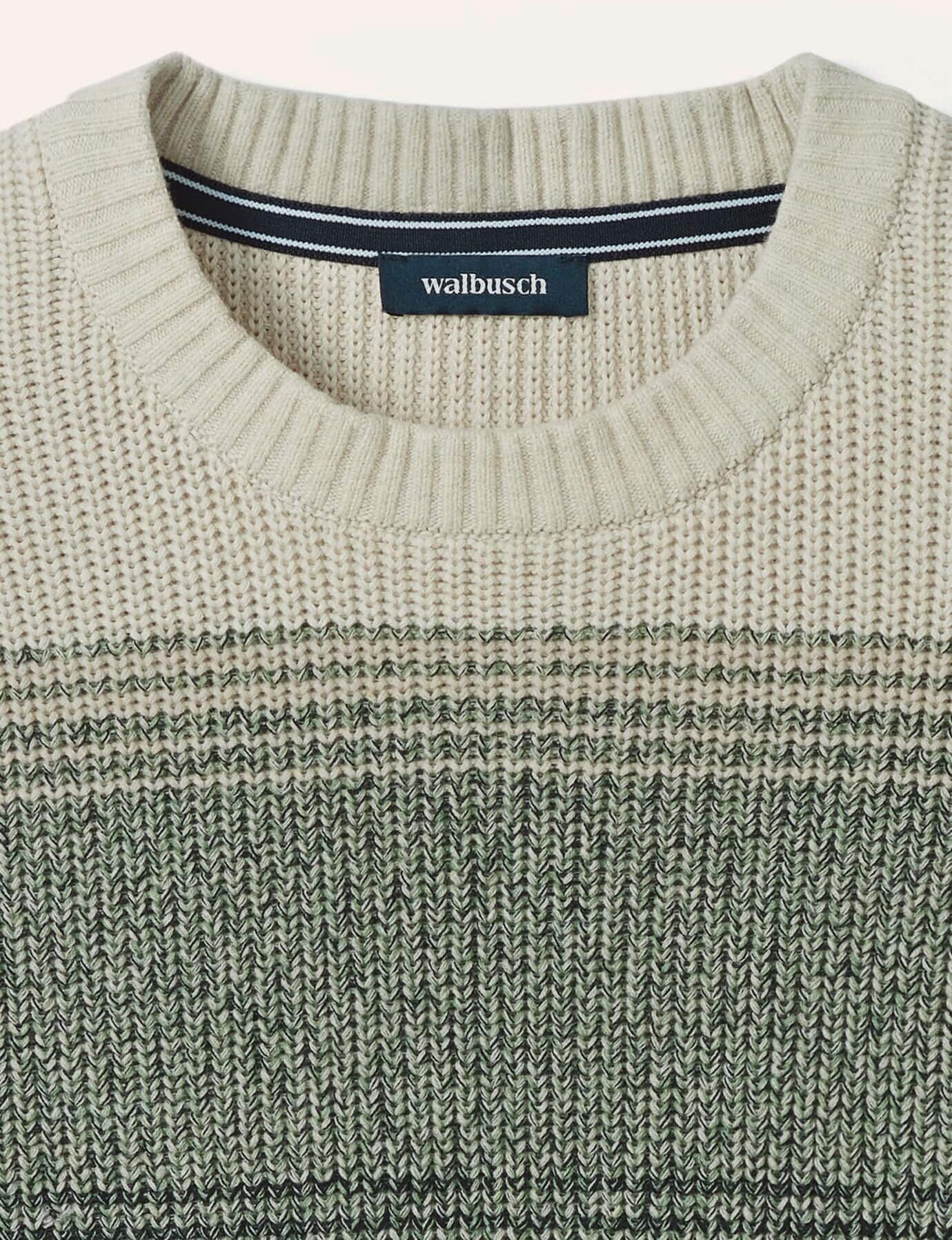 Walbusch Degradee Pullover, normale Größen, Farbe Grün, 48, weiche Baumwolle raffinierter Farbverlauf Herren