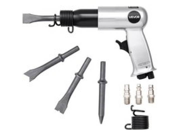 VEVOR Druckluft Meißelhammer, 3500 BPM Pneumatischer Hammer mit 70mm Hub & 4 Meißeln mit rundem Schaft, kompakter Druckluftmeißel mit Pistolengriff, Schaufelwerkzeug zum Schneiden, Stanzen, Schaben