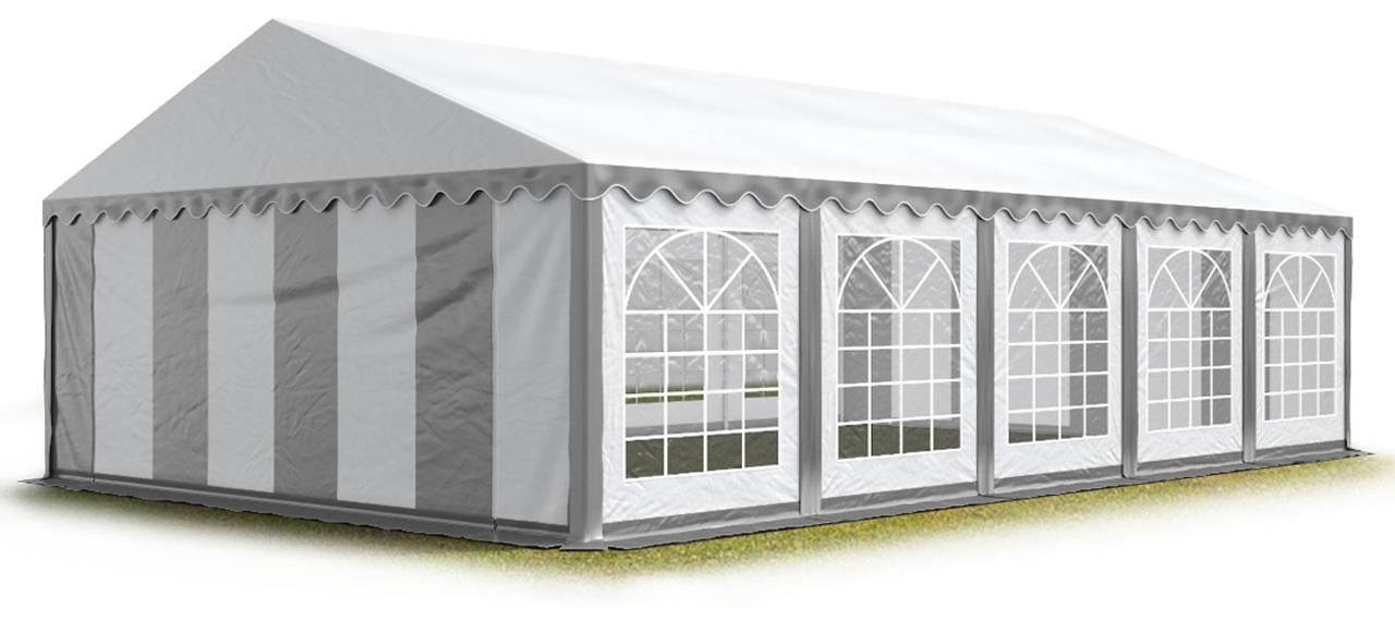 TOOLPORT Partyzelt Festzelt 5x10 m Garten-Pavillon PVC Plane 700 N in grau-weiß Wasserdicht