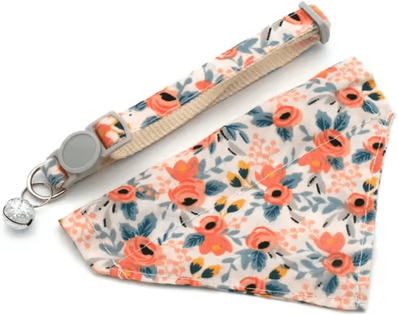 Inspire Curations DaisyCharm Adjustable Pet Bandana Collar Floral Breakaway Scarf For Cats & Small Dogs green With Bandana