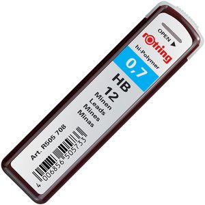 Rotring Druckbleistiftminen S0312690, HB, Hi-Polymer, 0.7mm, 12 Stück