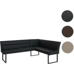 Eckbank HWC-O81, Esszimmerbank Bank, Kunstleder Metall 209x158cm ~ schwarz