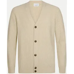 Strickpullover mit V-Ausschnitt Beige L