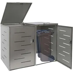 XL 2er-/4er-Mülltonnenverkleidung MCW-E83, Mülltonnenbox, erweiterbar 116x141x98cm ~ Edelstahl 50kg