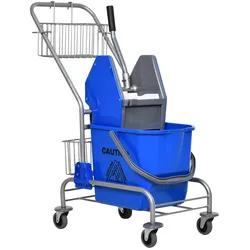 MODFU Reinigungswagen 73x45x95 cm Blau mit 26 L Eimer Druckmechanismus Mopphalter 2 Aufbewahrungskörbe Metallgriff Rollen für effizientes Putzen