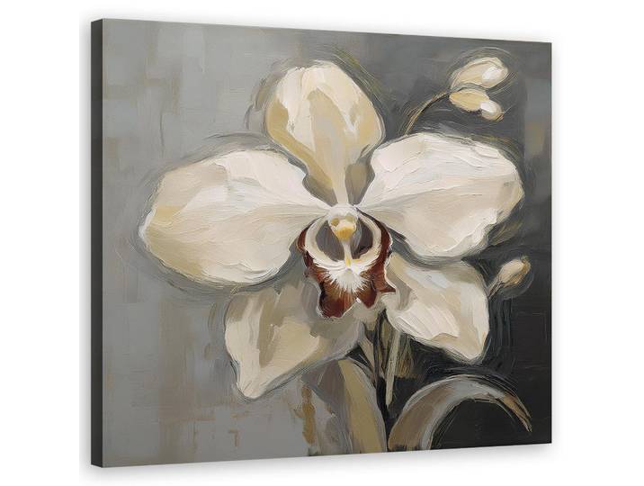 Feeby Wandbild weiß bemalte orchidee, Weiß, Floral, Rechteckig, 50x50 cm, Bilder & Rahmen, Bilder, Leinwandbilder
