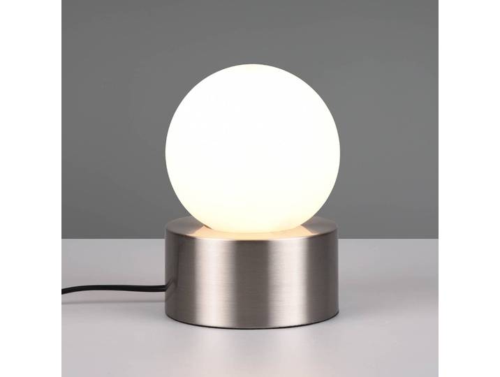 Reality Leuchten Tischleuchte Countess, Opalglas, Metallfuß nickel Countess, alu / grau / zink, für Wohn- / Esszimmer, Metall, Modern, Kugellampe