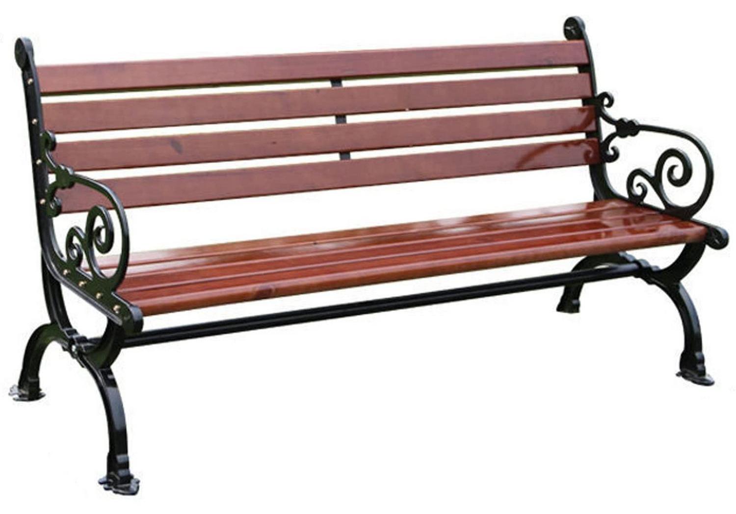 Gartenbank 2 Sitzer wetterfest Gusseisen Massivholz 1.2m Outdoor