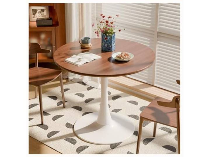 JHAISMAO Runden Esstisch Für Küche Mitte des Jahrhunderts Möbel MDF Säulentisch Tulpentisch Esstisch Modern Kaffee Freizeittisch Sockel Esstisch(Size:50cm,Color:6)