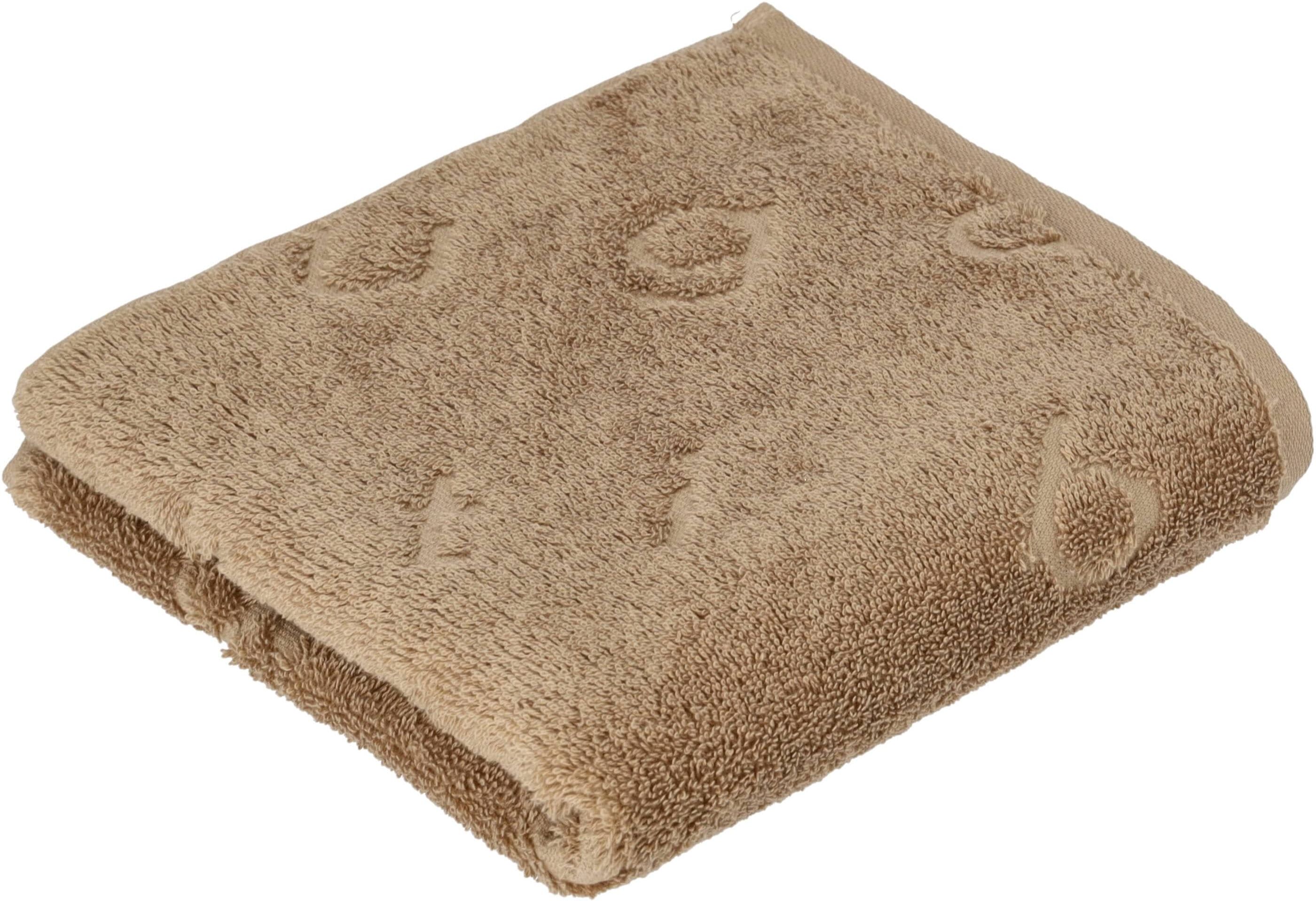 Badetuch BUGATTI "Trentino", braun (camel), B:67cm L:140cm, Walkfrottier, Baumwolle, Handtücher, Badetuch, all over Logoeinwebung camel B/L: 67cmx140cm, 1 Stk., Markenlogos, Walkfrottier