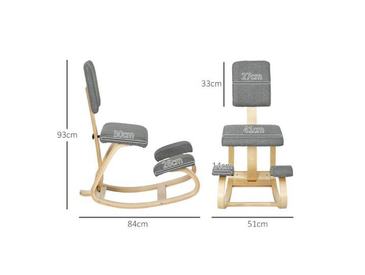 Chaise ergonomique au genou chaise de santé crochet au genou pour la maison le bureau la méditation gris
