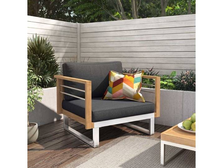 OUTLIV. Hawaii Loungesessel Edelstahl/Teak/Spun Polyester
