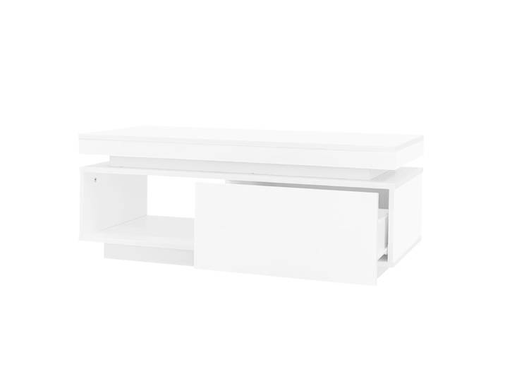 Table basse brillante en panneau de particules blanche avec led