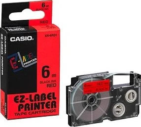 CASIO Schriftband XR-6RD XR-6RD1, 6 mm, schwarz auf rot, 1 St.
