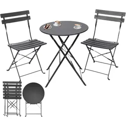 Albatros Bistroset 3-teilig Schwarz – Bistrotisch mit 2 Stühlen – klappbare Stühle und Tisch aus robustem Metall – optimal als Balkonmöbel Set oder Gartenmöbel in modernem Design