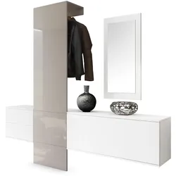 GARDEROBE Carlton Paneel in Sandgrau Hochglanz