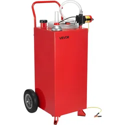 VEVOR 114 L Kraftstofftrolley, max. Durchfluss 32L/min, Dieseltank mit elektrischer Pumpe, Benzinkanister mit 2 Rädern & 3 m Schlauch, Gasbehälter für ATV, Auto, Rasenmäher, Boot, Motorrad, Rot