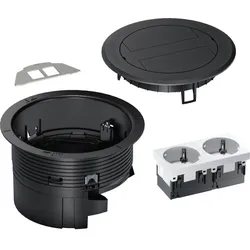 Hager BSR02D03 Installationsdose R02, 2x SCHUKO, Keystone Typ 01 2-f, Kunststoff Klappdeckel