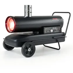 VEVOR Indirekte Heizkanone 30kW Dieselheizgebläse 50L Petroleum-Heizgerät, Heizgebläse für Werkstatt Garage Lager & Baustelle, Thermostatsteuerung, Dual-Fuel-Filterung, Max. 1100m3/h & 192m2, Schwarz
