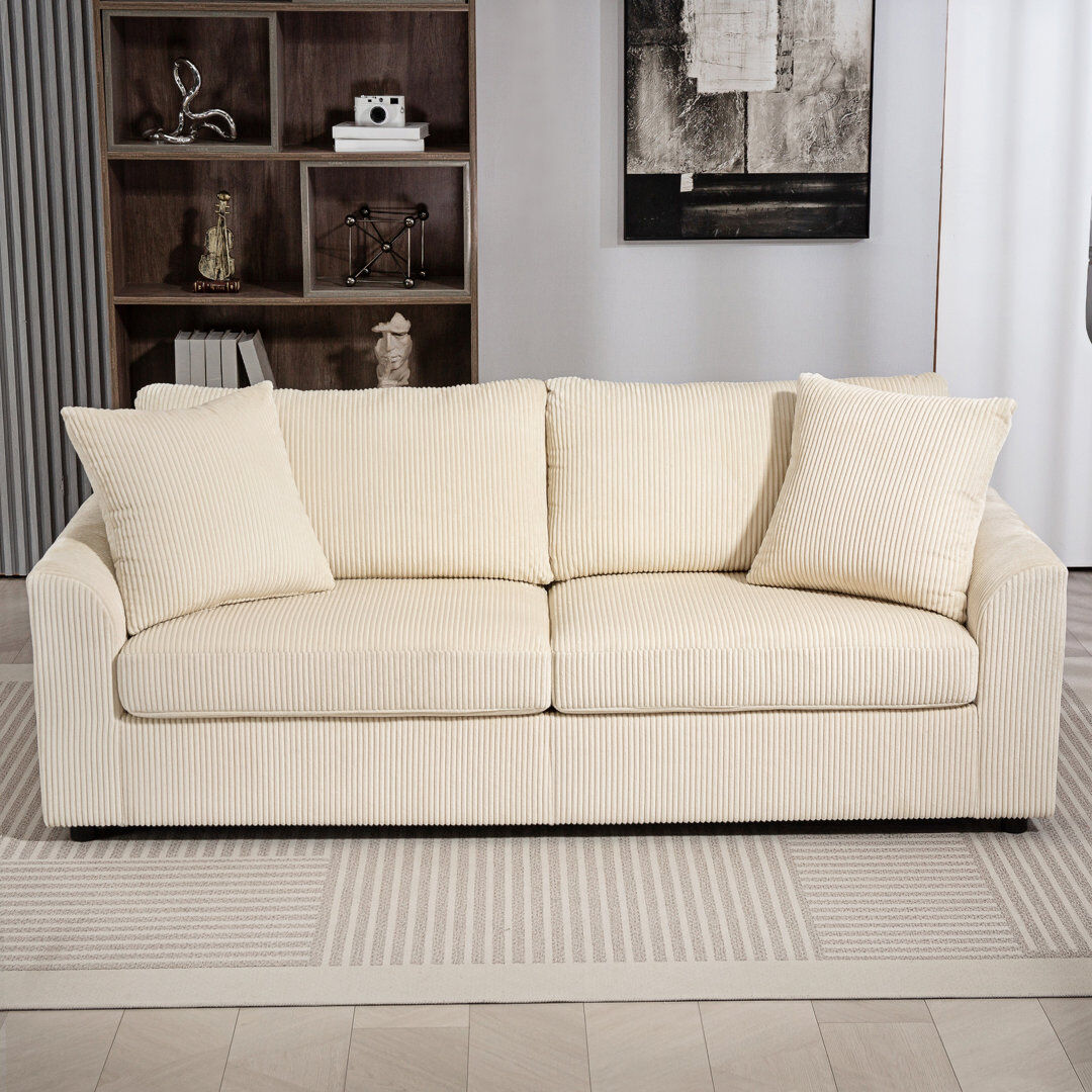 Fairmont Park HOMCOM Sofa with Spring Cushion Wide Deep Seat Cream 212cm W - 3 Seater