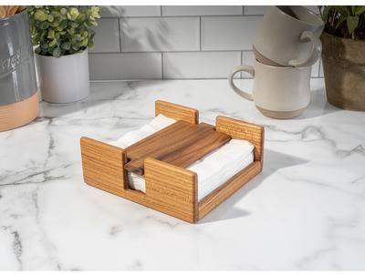 PRiME "Teak Stay-Put Napkin Holder - 7-3/8"" W x 2-3/4""H x 6-3/4""D"