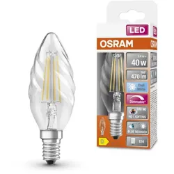 OSRAM E14 gedrehte Kerzen LED Lampe SUPERSTAR PLUS HD LIGHTING klar dimmbar 3,4W wie 40W neutralweißes Licht & hohe Farbwiedergabe