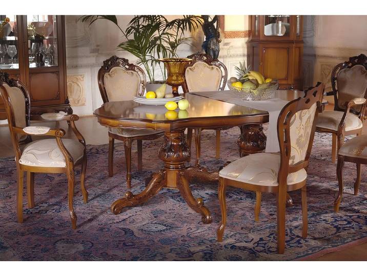 JVmoebel Esszimmer-Set Holztischgruppe mit stilvollen Stühlen in warmer Braunfärbung, (Esszimmer-Set, Küchen-Set), Made in Europa